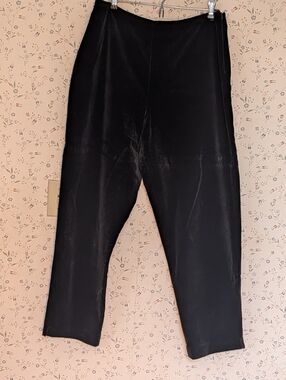 🖤 Garnet Hill Black 14 Pants Velvet side zip Cotton Classic Staple Holiday